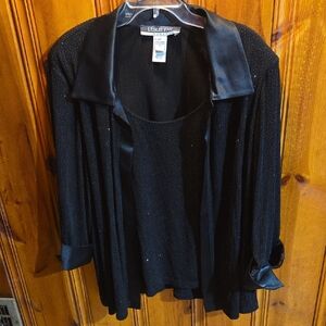 Black Sparkling Leslie Faye Woman Dressy Jacket With Attached Shell